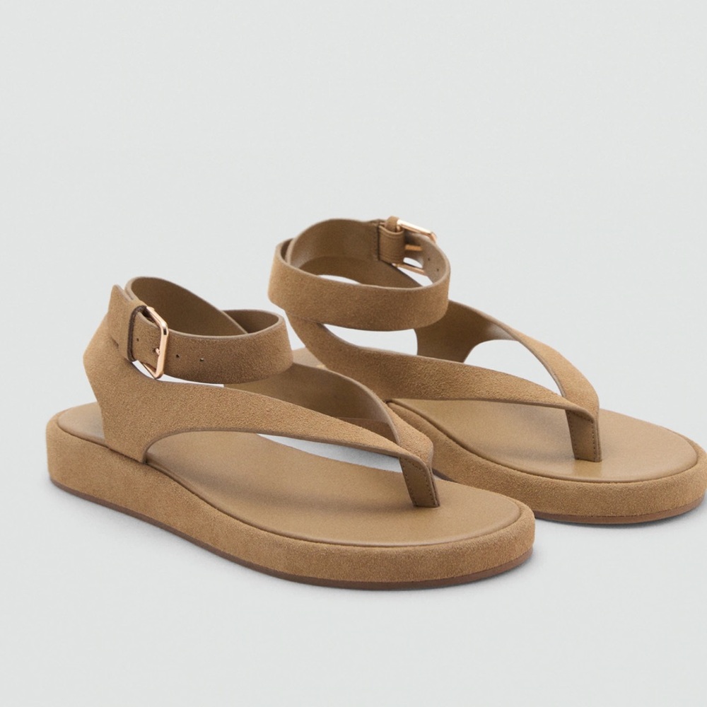 MANGO SPLIT LEATHER SANDALS WITH BUCKLE
